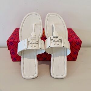 NIB Tory Burch Calf Leather Georgia Sandals with Logo Accent Size 7